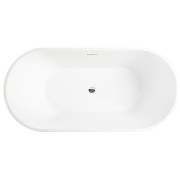 Freestanding Acrylic Bathtub, White/Integrated Overflow, S, 59"