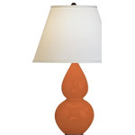 Robert Abbey - Robert Abbey 1655X Double Gourd - Accent Lamp - TABLE LAMP Base Dimensions: 5.125  Baby Blue Glazed Ceramic w/ Deep Patina Bronze Base  Ivory Silk Stretched FabricDouble Gourd Accent Lamp Pumpkin Glazed Ceramic Deep Patina Bronze and Pearl Dupioni Fabric Shade *UL Approved: YES *Energy Star Qualified: n/a  *ADA Certified: n/a  *Number of Lights: Lamp: 1-*Wattage:150w A19 Medium Base bulb(s) *Bulb Included:No *Bulb Type:A19 Medium Base *Finish Type:Pumpkin Glazed Ceramic Deep Patina Bronze