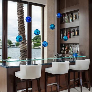 75 Beautiful Modern Home Bar With Glass Countertops Pictures