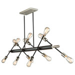 Artcraft Lighting - Truro 12 Light Island Light, Matte Black/Brushed Nickel - The "Truro" collection 12 light linear island light has a tubular design,  plated brushed nickel accents and a black frame. Arms can be adjusted to your desired configuration.