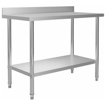 vidaXL Work Table Stainless Steel Table for Restaurant Home and Hotel Commercia