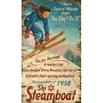 Steamboat Vintage Wooden Sign, 20"x32"