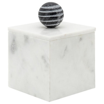 Marble, 5x7 Box With Orb, White
