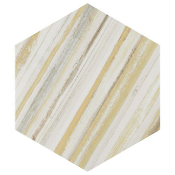 Flow Hex Yellow Porcelain Floor and Wall Tile