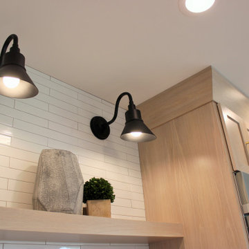 Oak, and White Kitchen with Matte Black Accents in Iowa Aspen Homes Farmhouse