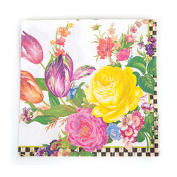 Flower Market Paper Napkins - Dinner - White | MacKenzie-Childs - Napkins