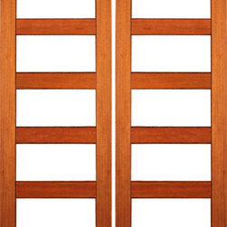 RB-04 Interior Mahogany Contemporary 5 Lite Clear Glass Double Door - Interior Doors