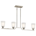 Kichler Lighting - Kichler Lighting 52233NI Skagos - Four Light Linear Chandelier - Sharp obtuse angles give each piece in the SkagosSkagos Four Light Li Brushed Nickel Satin *UL Approved: YES Energy Star Qualified: YES ADA Certified: n/a  *Number of Lights: Lamp: 4-*Wattage:75w A19 bulb(s) *Bulb Included:No *Bulb Type:A19 *Finish Type:Brushed Nickel