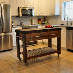 Walnut Butcher Block Server/Island - Kitchen Islands And Kitchen Carts