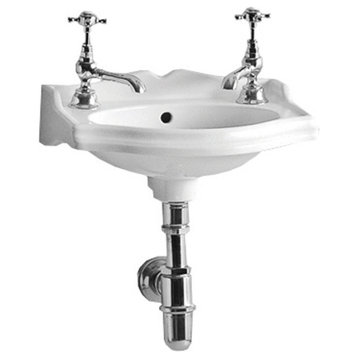 Small Rectangular Wall Mount Basin, Integrated Oval Bowl