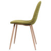 GDF Studio Camden Fabric Dining Chairs With Wood Finished Legs, Set of 2, Green/Light Walnut