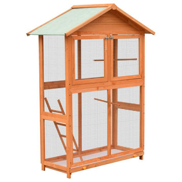 vidaXL Bird Cage Wooden Bird House for Finch Bird Solid Wood Pine and Fir