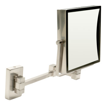 ALFI ABM8WS-BN 8"  Square Wall Mounted 5x Magnify Cosmetic Mirror