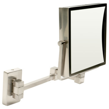 ALFI brand ABM8WS-BN 8"  Square Wall Mounted 5x Magnify Cosmetic Mirror