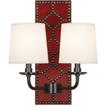 Robert Abbey - Robert Abbey Z1031 Williamsburg Lightfoot - Two Light Wall Sconce - Designer: Williamsburg  Cord CoWilliamsburg Lightfo Dragons Blood Leathe *UL Approved: YES Energy Star Qualified: n/a ADA Certified: n/a  *Number of Lights: Lamp: 2-*Wattage:60w B Candelabra Base bulb(s) *Bulb Included:No *Bulb Type:B Candelabra Base *Finish Type:Dragons Blood Leather/Polished Nickel