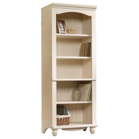 Sauder Harbor View Engineered Wood 5 Shelf Bookcase in Antiqued White