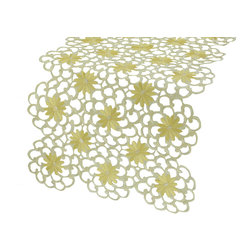 Xia Home Fashions - Daisy Splendor Table Runner, 15"x54", Yellow - Table Runners