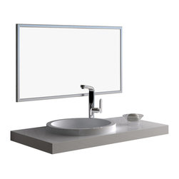 ADM Bathroom Design - ADM Circular Wall Mounted Sink, White, 35", Glossy White - Bathroom Sinks