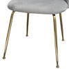 Lilly Set of 2 Dining Chairs, Gray Velvet With Brushed Gold Metal Legs