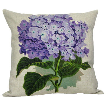 Purple Hydrangea Throw Pillow Case, With Insert