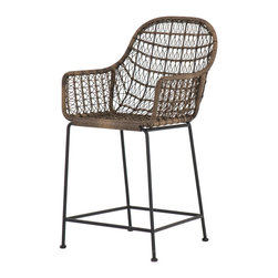 Four Hands Home - Bandera Outdoor Woven Counter Stool - Grey - Outdoor Lounge Furniture