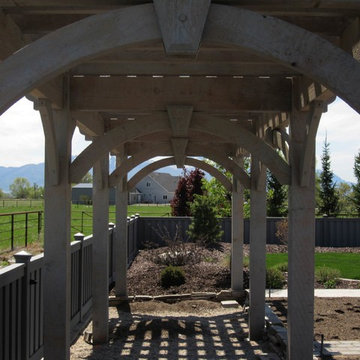 Timber Frame Trellis Garden Arbor Installed For Garden