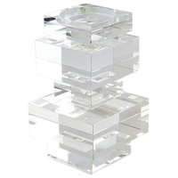 Dazzling Faceted Stacked Square Crystal Candle Holder Pillar Sculpture
