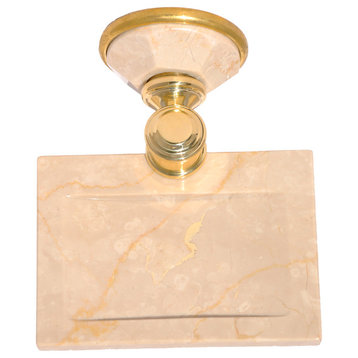 Soap Dish With Botticino Marble Accents, Oil Rubbed Bronze
