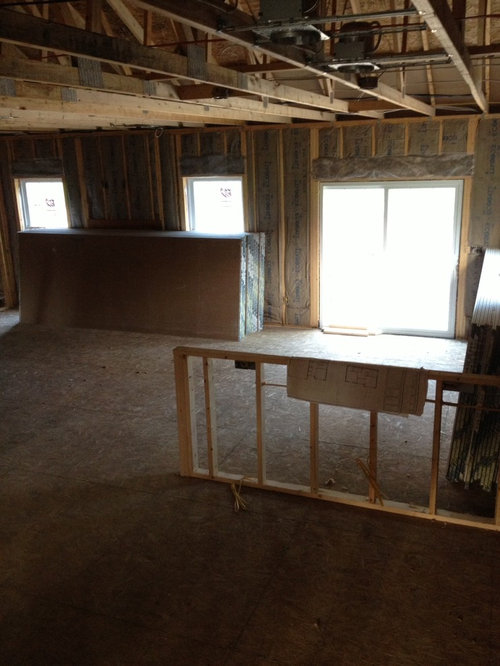 Curtains for windows flanking fireplace