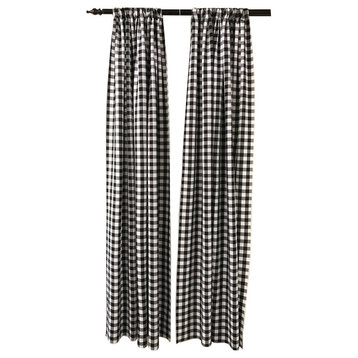 LA Linen Set of 2 Polyester Gingham Checkered Backdrops, 58"x96", Black/White