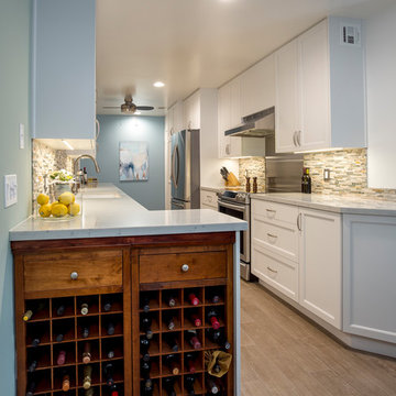 Playa Del Rey, CA. Galley Kitchen Redefined + Deep Purple Powder Room