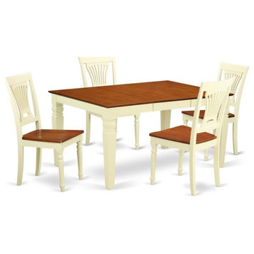 East West Furniture Weston 5-piece Table and Kitchen Chairs in Buttermilk/Cherry