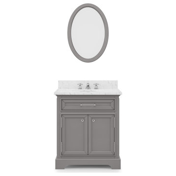 Derby Cashmere Bathroom Vanity, 30" Wide, One Mirror, One Faucet