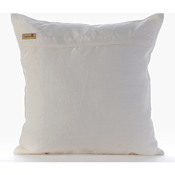 Ivory Zardozi & Beaded Tree 16x16 Cotton Linen Pillow Covers, Binary Tree Home