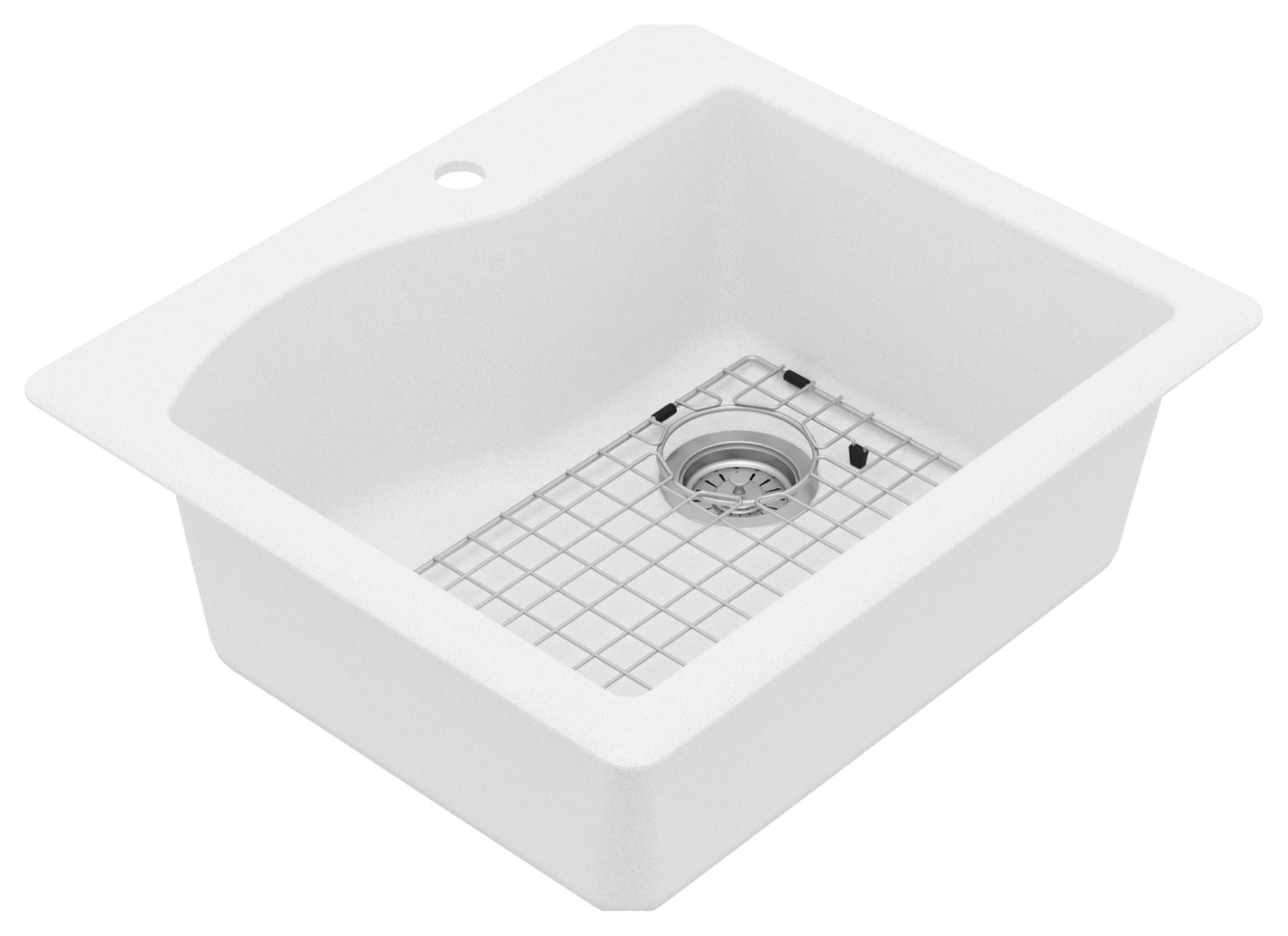 Karran Drop-In Quartz 25" 1-Hole Single Bowl Kitchen Sink Kit, White