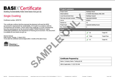 BASIX Certification Sample
