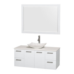 Wyndham Collection Amare 48" Vanity, Man-Made Stone Top, Carrera Marble Sink - Bathroom Vanities And Sink Consoles