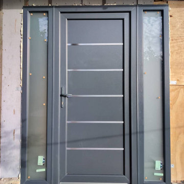 Modern exterior metal-plastic door | Manux 8415 Grey | 54 x 80