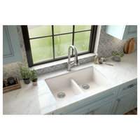 Karran 32" Undermount Double Bowl 50/50 Quartz Kitchen Sink Kit, White