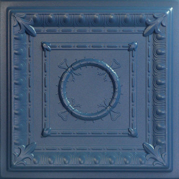 20"x20" Romanesque Wreath, Styrofoam Ceiling Tile, Van Deusen Blue