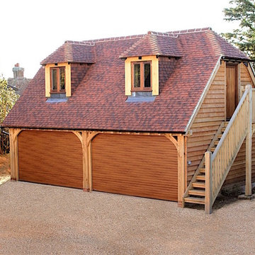 Oak framed garage with guest accommodation above