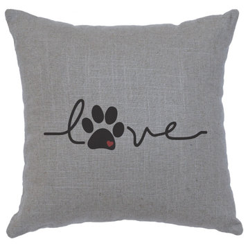 Image Pillow 16x16 Love Paw Linen Gray