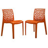 Strata Furniture Karissa Weatherproof Chairs in Orange (Set of 2)