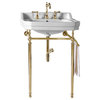 Wellington 24" Single Console Sink in Brass with Ceramic Top