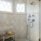 Master Bathroom Remodel with Natural Stone and Oversized Shower
