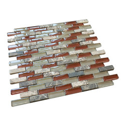 Volcano Red Crystal Glass Mosaic Tile Brick Pattern (Glossy&Matte) - Home Decor