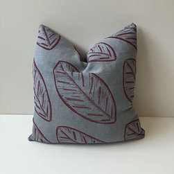 Leaves in FIg on Slate Belgian Linen - Decorative Pillows