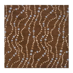 Forum Coffee Square Rug with Caramel/Blue Dots - Rugs