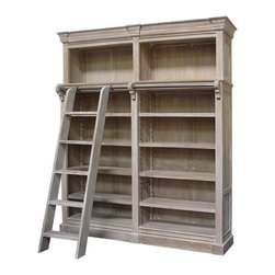 Flemington bookcase with ladder - whitewash 2 bay - Products