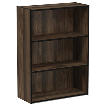 Furinno Pasir 3 Tier Open Shelf Bookcase, Columbia Walnut, 11208CWN